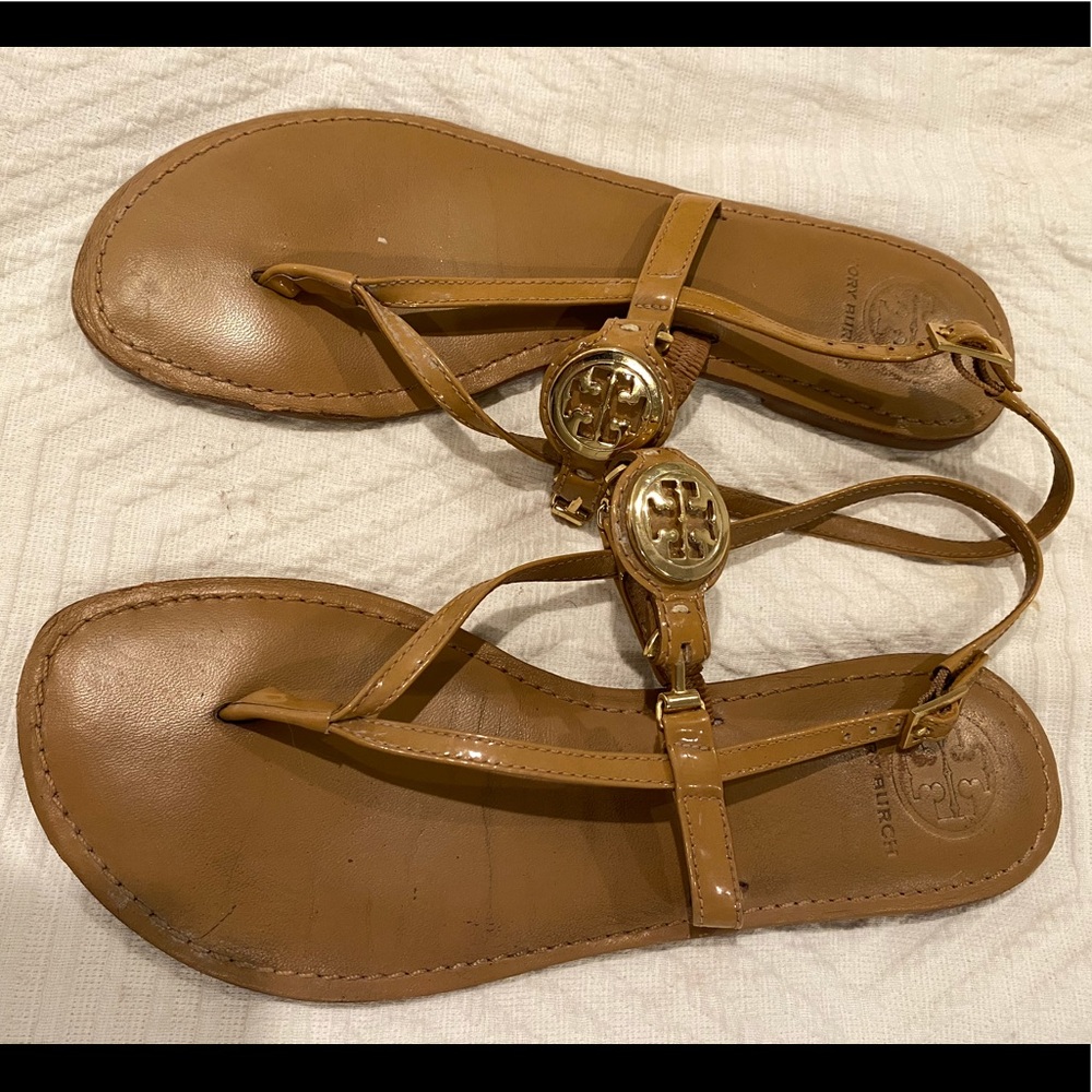 Tory Burch Ali sandals size 8.5 in beige leather
